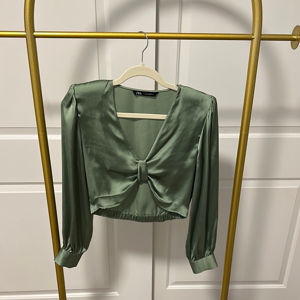 Zara Green Satin Top